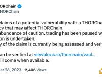 THORChain依赖项疑似存在漏洞，已暂停交易并进行调查