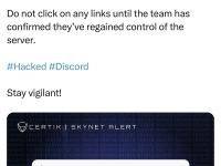 CertiK：YogaPetz项目Discord服务器已被入侵