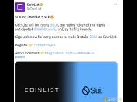 CoinList将于5月3日左右上线SUI交易和质押