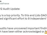 Lido：9项V2审计中的8项已完成，本月底将完成全部审计
