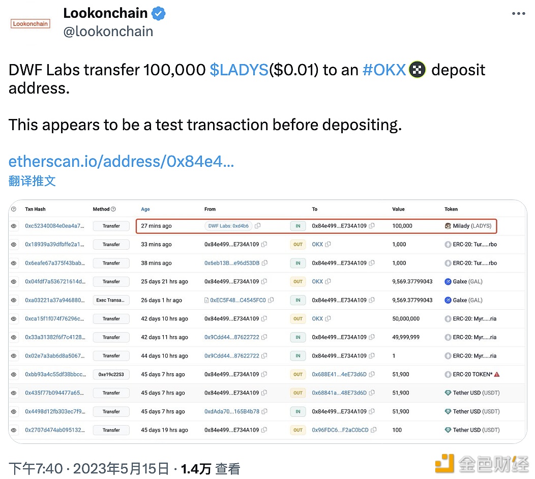图片[1] - DWF Labs向OKX转入10万枚LADYS疑似为进行测试