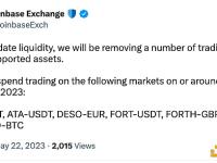 Coinbase宣布下架ASM/USDT在内的多个交易对