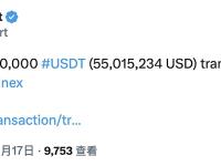 5500万USDT从Kraken转移到Bitfinex