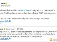 Aave：GHO借贷功能已恢复，技术问题已解决