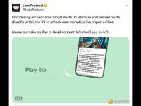 Lens Protocol V2已完成迁移，并增加智能帖子嵌入功能