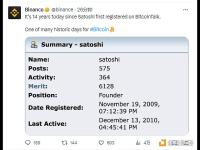 14年前的今天“中本聪”首次在BitcoinTalk上注册