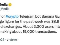 外媒：Telegram Bot项目Banana Gun日交易额超过1600万美元