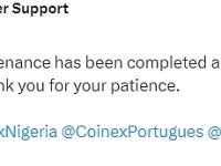 CoinEX：定期维护已经完成，相关功能已恢复