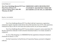美SEC宣布天桥资本的比特币ETF登记声明作废