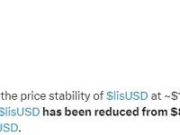 Lista DAO：lisUSD的最高借款限额已从8650万枚降低至6900万枚
