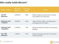 截至5月，持有超过1,000个比特币的钱包数量已攀升至1,455个