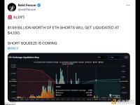 16.9亿美元的以太坊空头头寸将在以太坊4100美元价位被清算