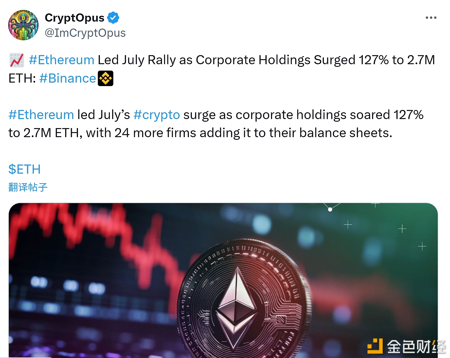 图片[1] - 以太坊领涨7月加密货币行情，24家企业将其纳入资产负债表