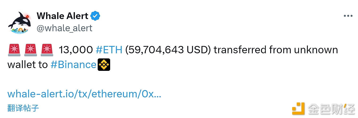 图片[1] - 1.3万枚以太坊从未知钱包转移至币安