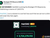 HairDAO正加入战略ETH储备计划，将建立一个包含1243枚ETH的储备