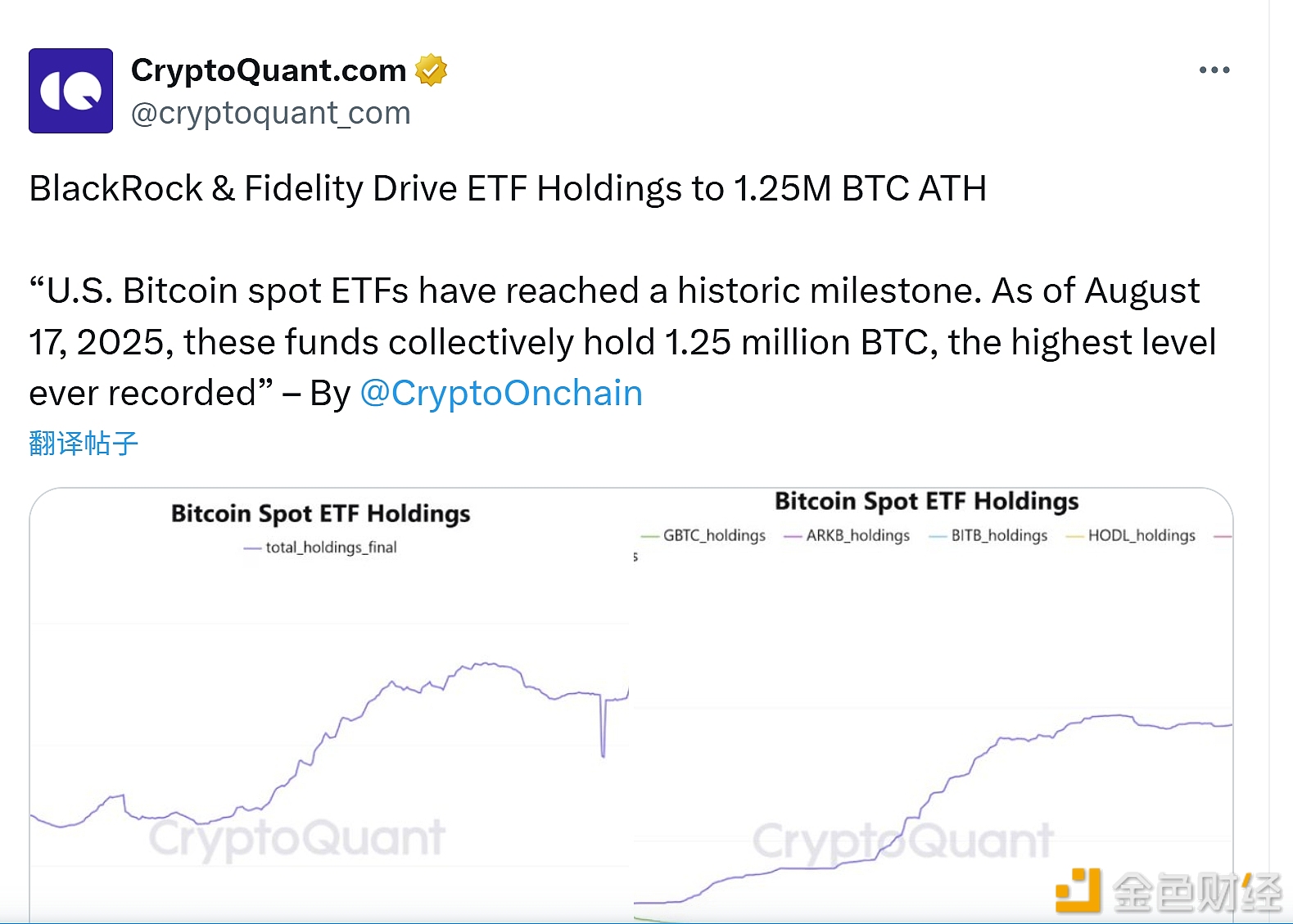 图片[1] - 贝莱德与富达推动ETF持仓量达到125万枚比特币 创历史新高