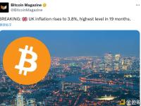 英国通胀率升至3.8%，为19个月来最高水平