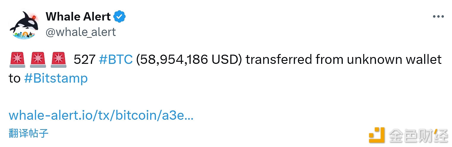 图片[1] - 527 枚比特币从未知钱包转移至Bitstamp