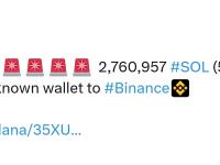 2,760,957枚SOL从未知钱包转移至币安