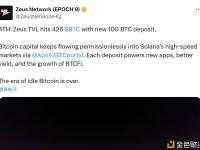 某比特币巨鲸将100枚比特币存入 Zeus Network Solana DeFi