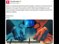 Meta正考虑与谷歌或OpenAI合作