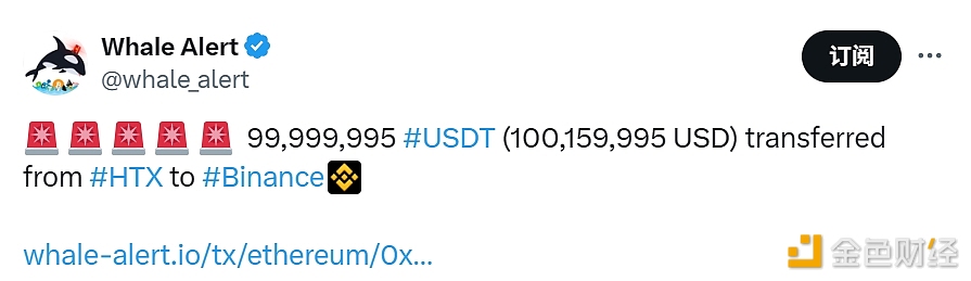 图片[1] - 99,999,995 枚USDT从HTX转移至Binance