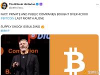 仅上个月私营企业和上市公司就购买了超过 4.7万枚比特币