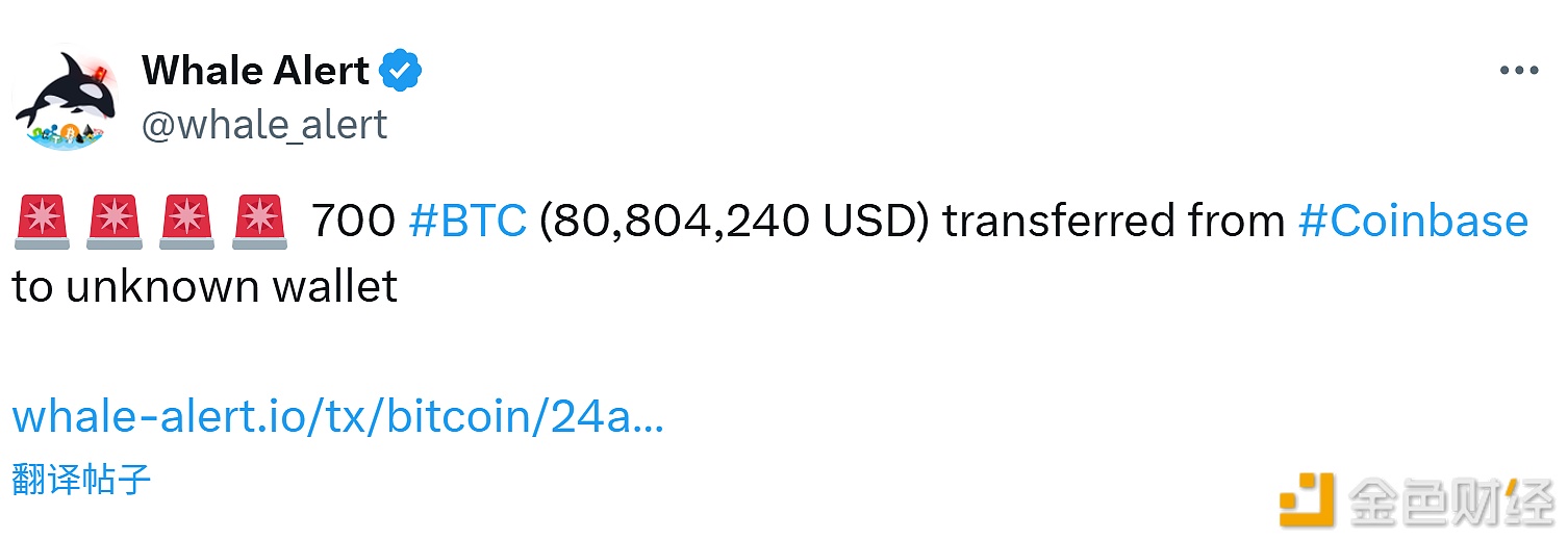 图片[1] - 700枚BTC从未知钱包转移到Coinbase