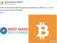 West Main Self Storage公司比特币总持仓量达 0.69 枚