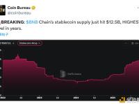 BNB Chain（币安智能链）的稳定币供应量达到125亿美元 创历史新高