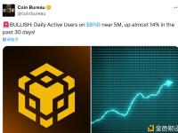 BNB Chain（币安智能链）的日活跃用户数已接近500万