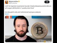 Capriole创始人预测比特币将短期涨至15万美元