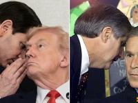 特朗普在媒体发布会上与国务卿耳语 惹人联想到9·11事件