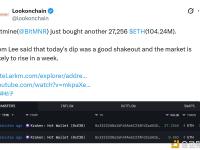 Bitmine近1小时内增持27,256枚ETH，价值1.04亿美元