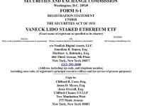 VanEck为其 Lido 质押ETF提交 S-1 文件