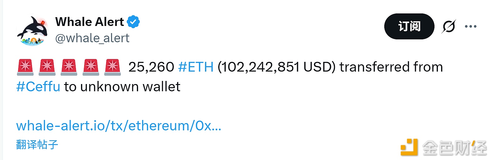 图片[1] - 25,260枚ETH从Ceffu钱包转出