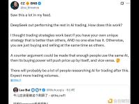 CZ：未来将有更多人研究AI交易，交易量或将进一步提升