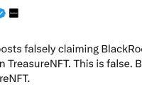 贝莱德：已对Treasure NFT进行战略投资为不实消息