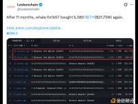 某巨鲸时隔11个月后再次买入5,580枚ETH，价值约2175万美元