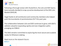 Lido团队与SSV团队共同决定终止 SSV Lido 模块（SSVLM）的开发工作