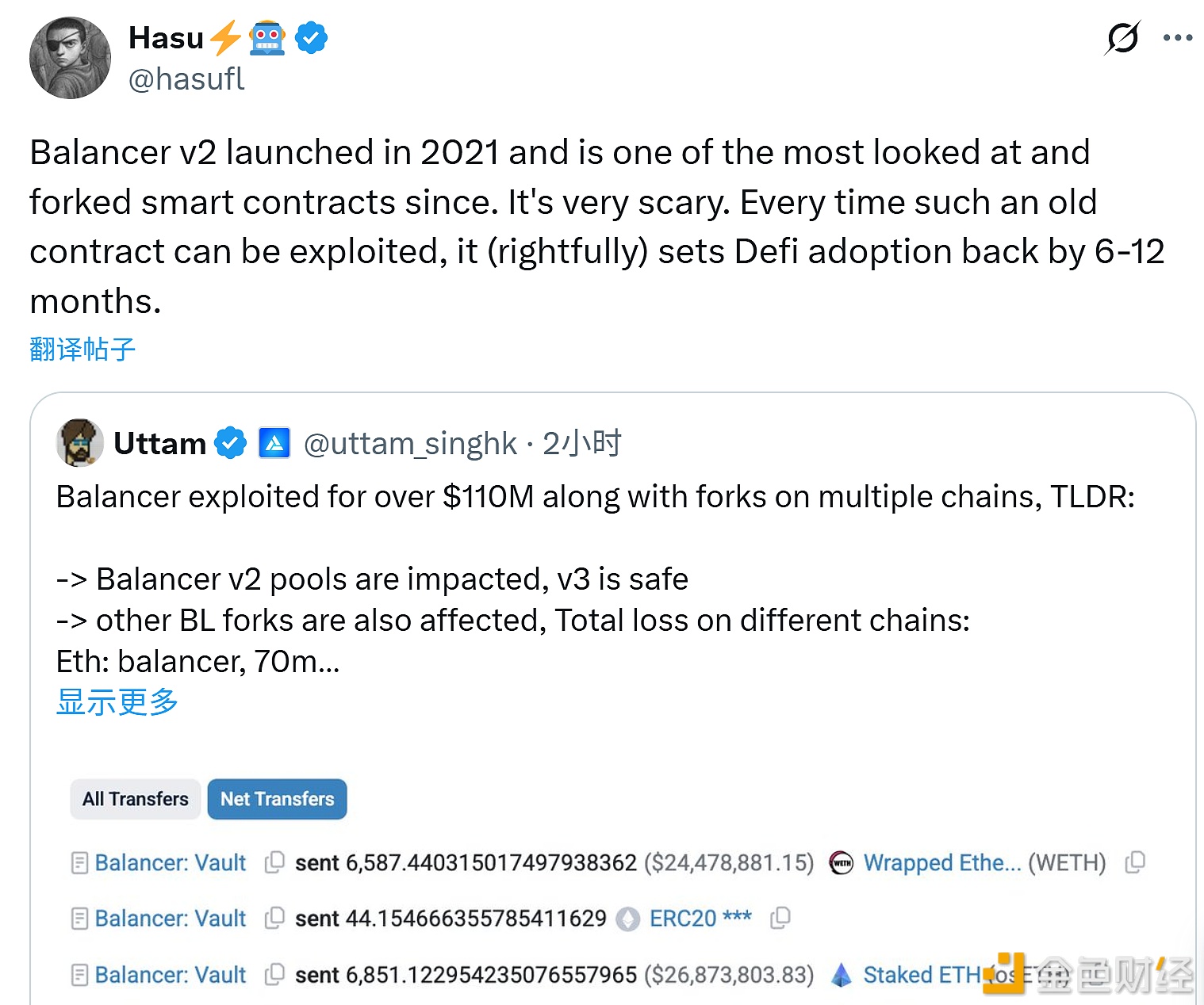 图片[1] - Hasu：Balancer v2攻击事件或让DeFi采用进程倒退6-12个月