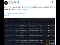 贝莱德向 Coinbase 存入总价值 2.93 亿美元比特币和以太坊