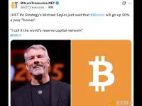 Strategy创始人：比特币将 “永远” 以每年20%的幅度上涨