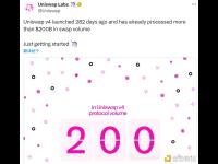 Uniswap v4目前已处理超2000亿美元的交易量