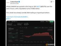 某鲸鱼20倍杠杆做多300枚BTC，清算价为60424.6美元