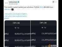 两个新建钱包从币安提取 70,000 枚 SOL，价值约 980 万美元