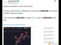某交易者在币安 Alpha 上线恶俗企鹅代币后 30 分钟内获利超 10 万美元