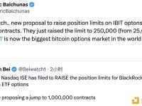 彭博分析师：纳斯达克ISE提议将IBIT期权持仓上限升至100万份