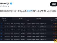 贝莱德向Coinbase Prime转移1633.875枚BTC，价值1.426亿美元