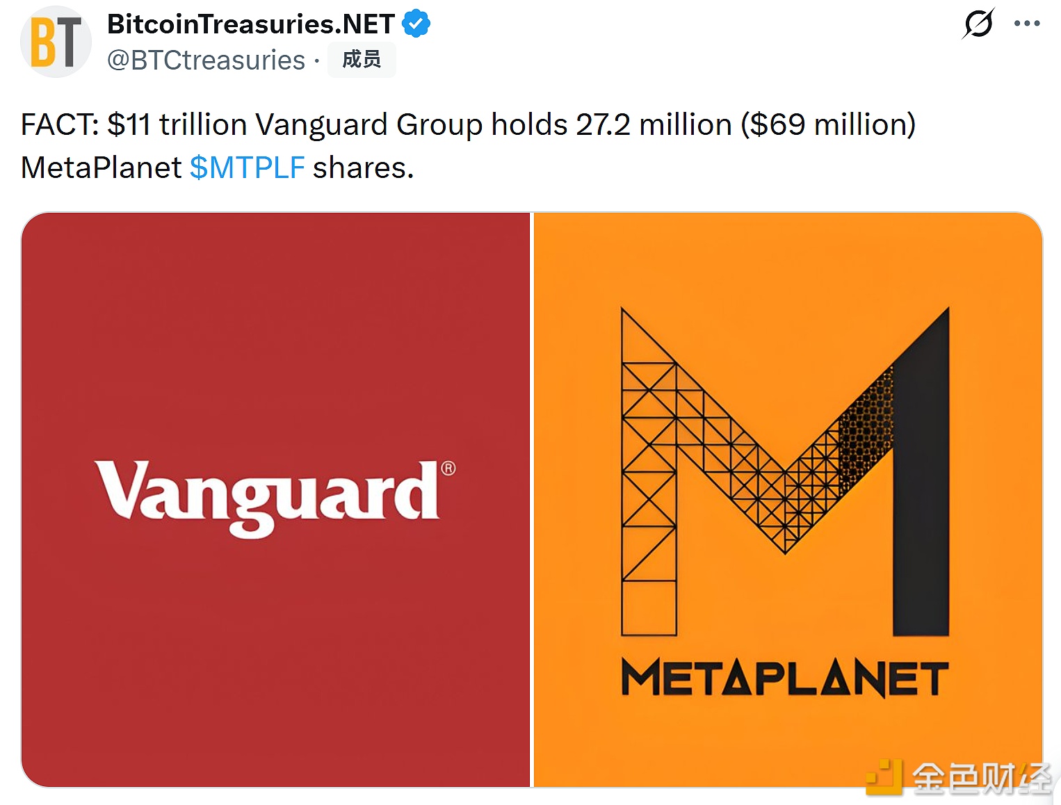 图片[1] - 先锋集团持有2720万股MetaPlanet的股票